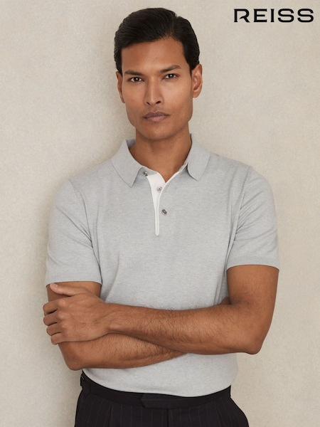 أخضر مريمي باهت - Reiss Finch Contrast Placket Polo Shirt With Cotton (AY2695) | ‏490 د.إ.‏