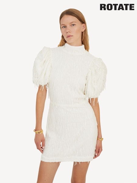 Rotate White Mini Puff Sleeve Dress (AY2753) | AED1,689