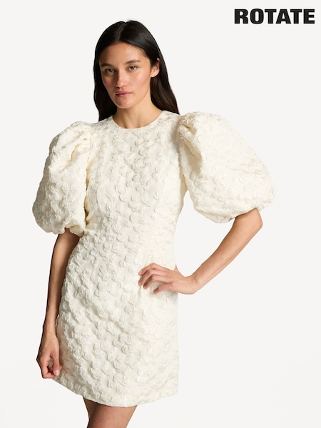 Rotate White Jacquard Print Mini Dress (AY2754) | $561