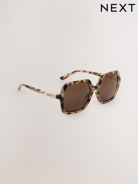 חום בדוגמת שריון צב - Large Square Sunglasses (AY2772) | ‏53‏₪