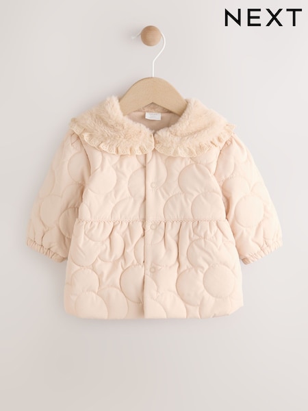 Neutral Oversized Collar Quilted Baby Pramsuit (0mths-2yrs) (AY2776) | €28 - €30