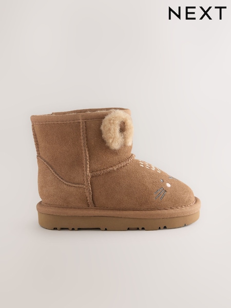 Tan Brown Bunny Suede Pull On Boots (AY2813) | AED127 - AED147
