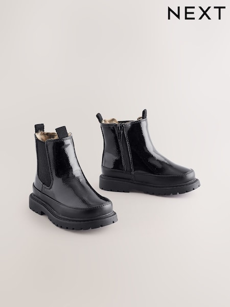Black Patent Chunky Chelsea Ankle Boots (AY2814) | €31 - €36