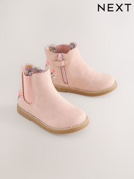 Pink Embroidered Standard Fit (F) Chelsea Ankle Boots (AY2820) | AED137 - AED157
