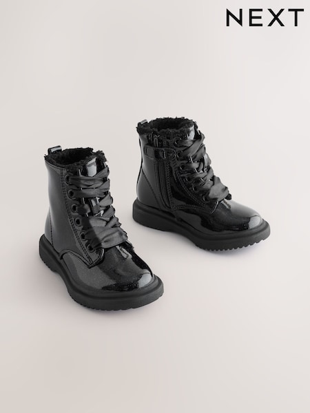 Black Patent Sparkle - Lace-Up Ankle Boots (AY2822) | € 32 - € 37