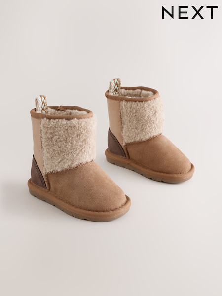 Brown/Cream Tall Suede Pull On Boots (AY2829) | €34 - €39