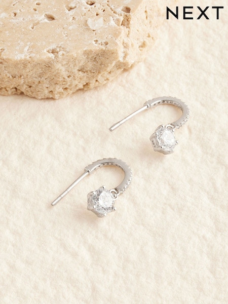 Sterling Silver Cubic Zirconia Hoop Drop Earrings (AY2861) | €29
