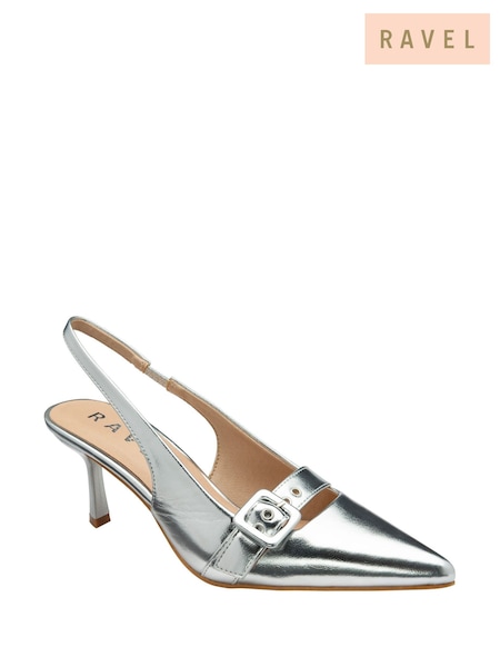 Ravel Silver Pointed-Toe Slingback Court Shoes (AY2873) | 322 QAR