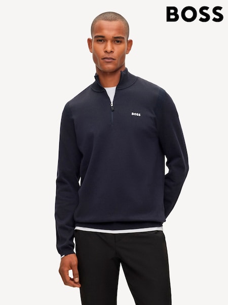 BOSS Dark Blue Logo Cotton Blend Jumper (AY2876) | €228