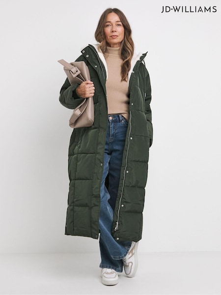 JD Williams Green Water Resistant Padded Maxi Coat (AY2880) | €122