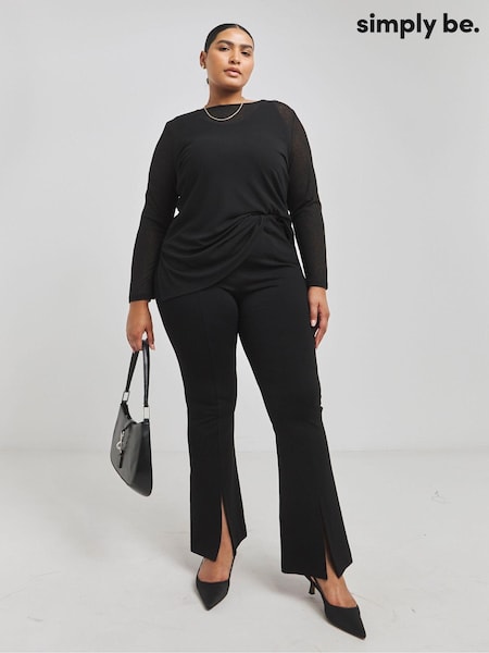 Simply Be Black 2 in 1 Onion Rib Mesh Top (AY2882) | ₪131