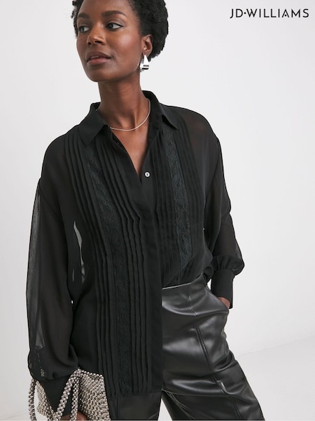 JD Williams Lace Trim Chiffon Shirt (AY2887) | 166 LEI