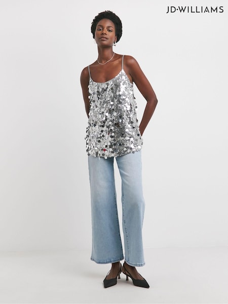 JD Williams Silver Sequin Cami Top (AY2907) | €40