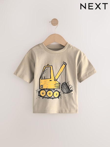 Yellow Digger 100% Cotton Short Sleeve Graphic Print T-Shirt (3mths-8yrs) (AY2963) | 25 QAR - 35 QAR