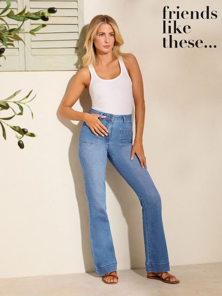 Friends Like These Bright Blue High Waist Pocket Flare Jeans (AY3012) | €52