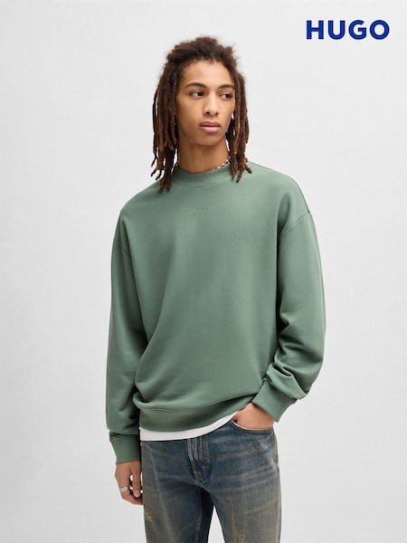 HUGO Khaki Green Hugo Relaxed Fit 100% Cotton Crew Neck Sweat Top (AY3033) | R$ 880