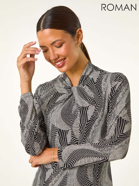 Roman Abstract Print Twist Neck Top (AY3068) | 49 €