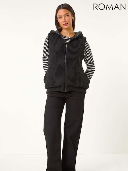 Черный - Roman Reversible Hooded Knit Gilet (AY3079) | €66