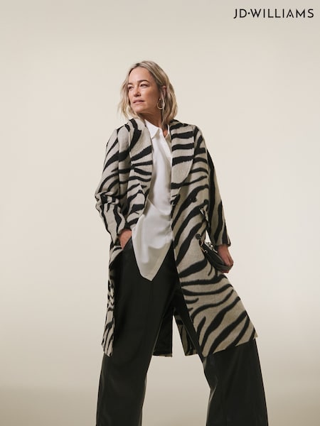 JD Williams Zebra Printed Wool Coat (AY3189) | 443 LEI
