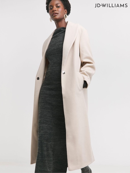 JD Williams Cream Longline Wool Coat (AY3194) | €95