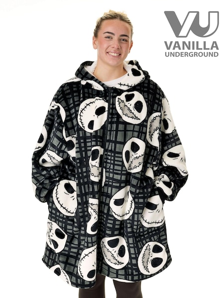 Vanilla Underground Black Unisex Disney Nightmare Before Christmas Adults Zip Blanket Hoodie (AY3272) | €69