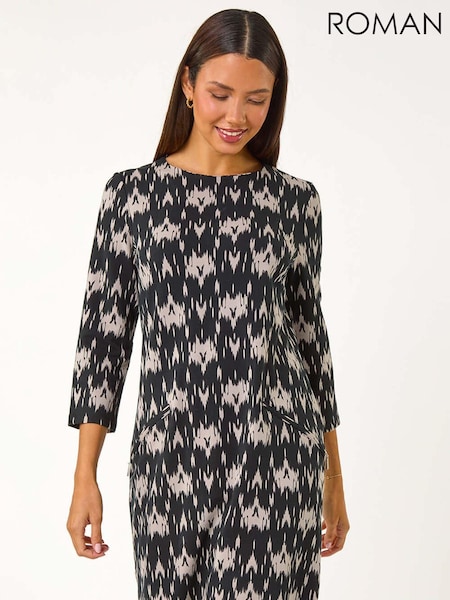 Roman Abstract Zip Trim Shift Dress (AY3288) | €71