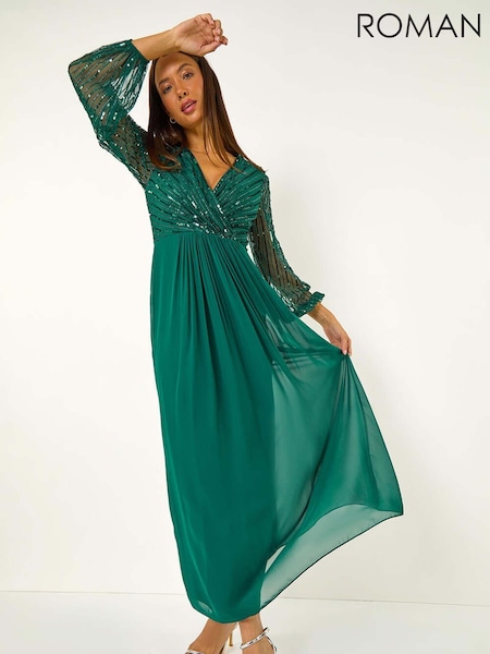 Roman Sparkle Bead Embellished Maxi Dress (AY3289) | €133
