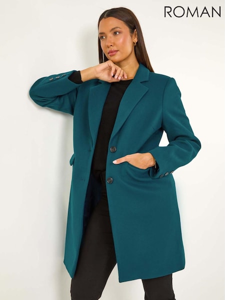Roman Blue Tailored Single Breasted Coat (AY3291) | R$ 910