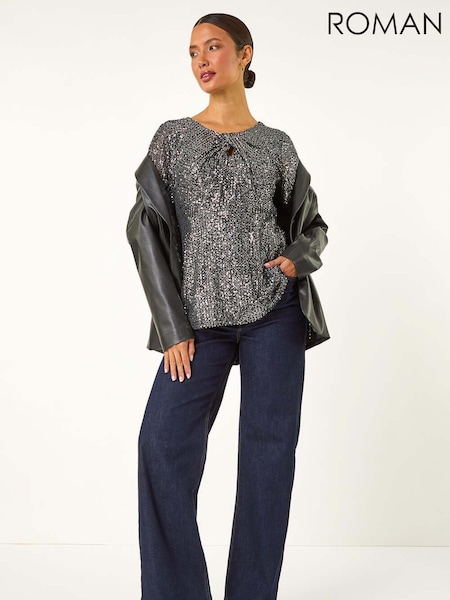 Roman Shimmer Sequin Twist Detailed Top (AY3304) | €53