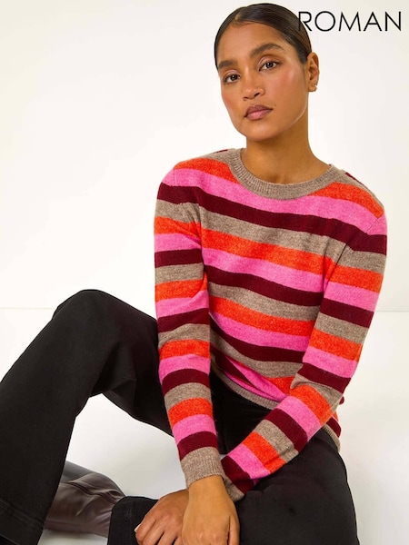 Roman Pink Stripe Soft Knit Jumper (AY3338) | AED233