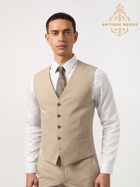 Antique Rogue Gold Plain Slim Waistcoat (AY3371) | SGD 124