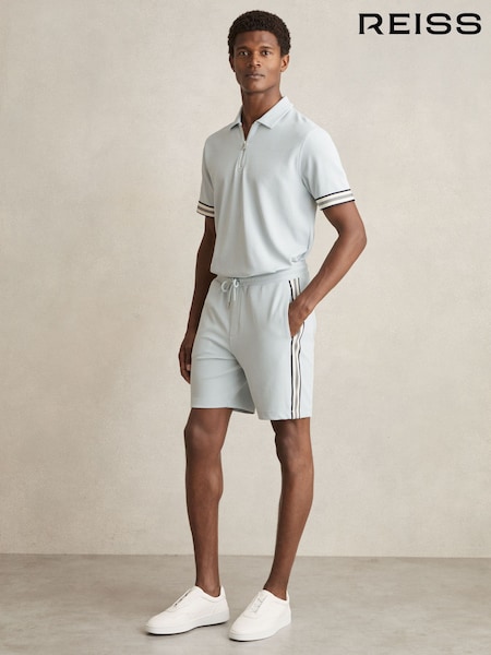 Ice Blue - Reiss Phoenix Textured Tape Drawstring Shorts (AY3388) | 95 €