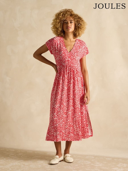 Joules Nia Red V-Neck Dress (AY3395) | €60