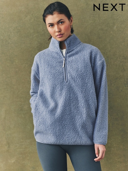 Светло-синий - Teddy Borg Cosy Longline Quarter Zip Fleece (AY3419) | €32