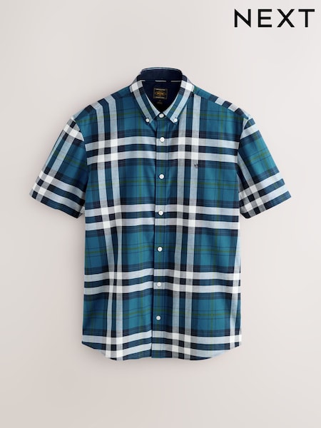 Blue Gingham Check Short Sleeve Shirt (AY3421) | AZN 62