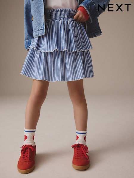 פסים כחולים - Tiered Skirt (3-16yrs) (AY3437) | ‏50‏₪ - ‏71‏ ₪