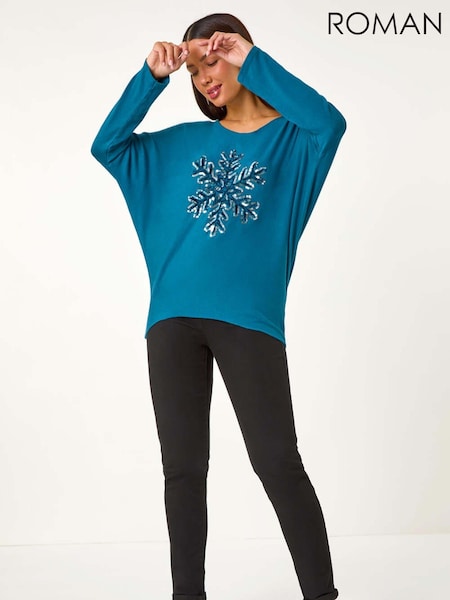 Roman Blue Snowflake Knitted Top (AY3479) | €53