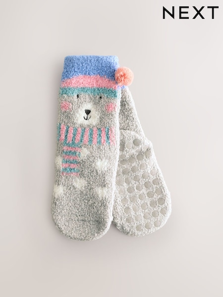 Grey/Blue Polarbear Print Christmas Cosy Ankle Socks (AY3493) | €7 - €9