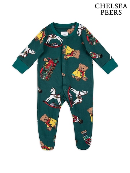 Chelsea Peers Green Baby Christmas Toys Print Sleepsuit (AY3504) | €15