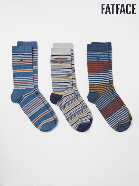 FatFace Blue 3 Pairs of Striped Socks (AY3539) | €21