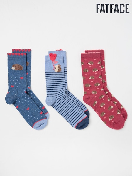 FatFace Navy Hedgehog 3 Pack Women's Socks (AY3560) | €20