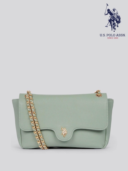 U.S. Polo Assn. Green Womens Jones Flap Cross-Body Chain Bag (AY3566) | $157