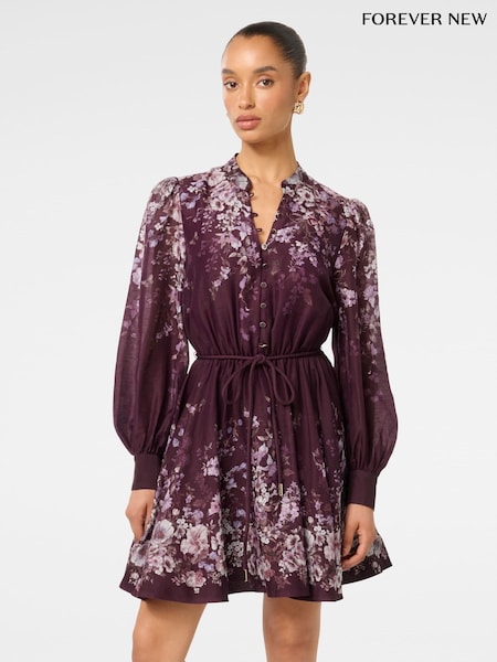 Forever New Purple Anastasia Petite Printed Skater Mini Dress (AY3587) | €146
