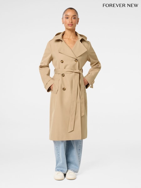 Forever New Natural Maggie Petite Hooded Trench Coat (AY3590) | €79