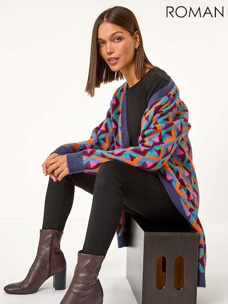 Roman Geometric Patterned Cardigan (AY3606) | R$ 545