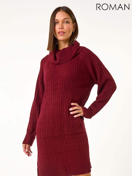 Roman Red Roll Neck Knitted Jumper Dress (AY3613) | €64