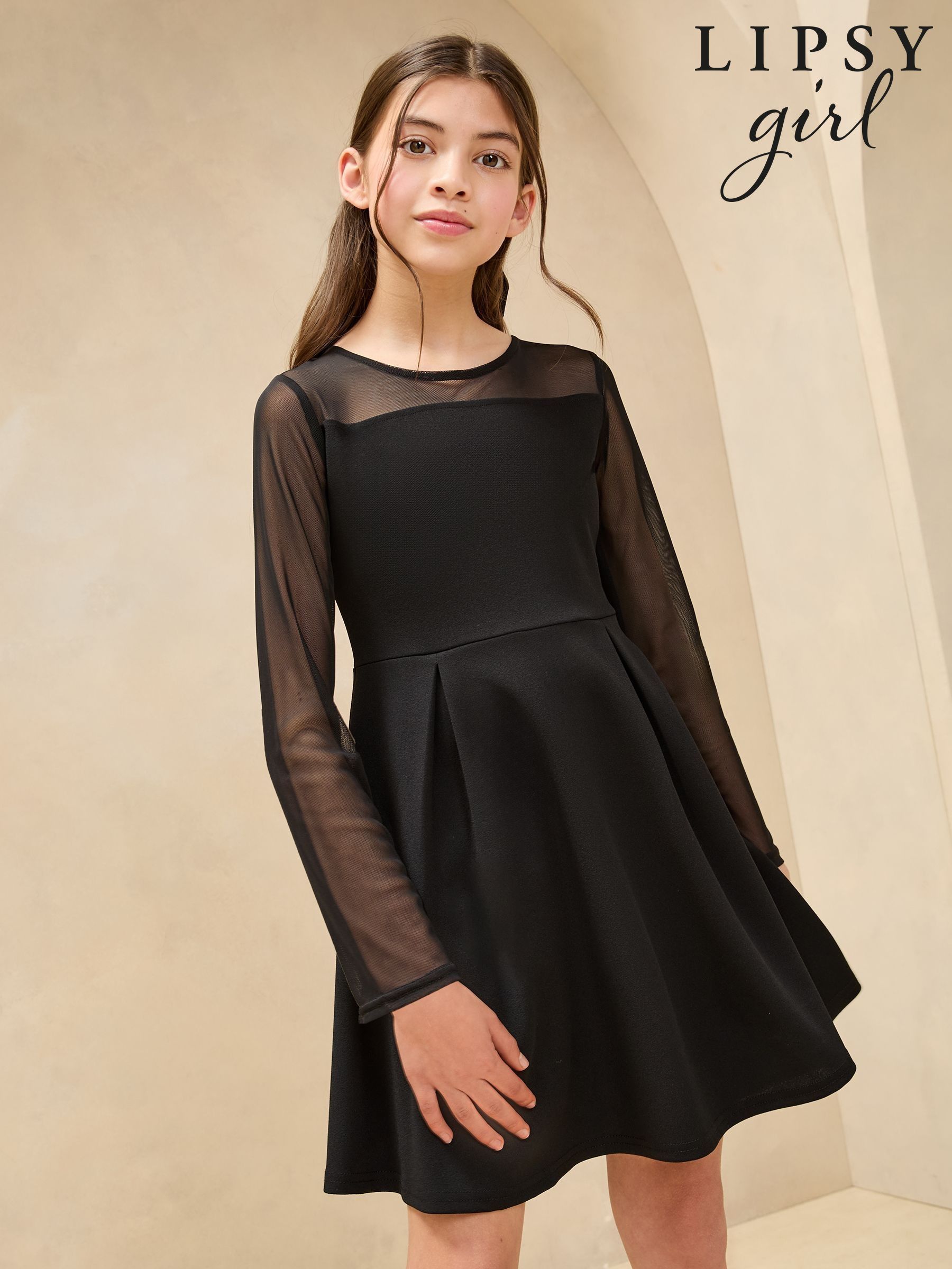 Girls black skater dress online