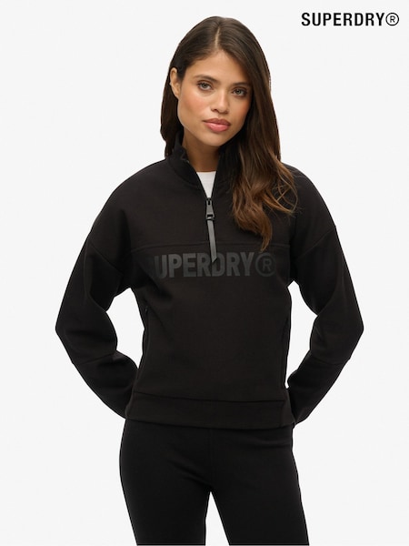 Superdry Black Green Active Tech Logo Relaxed Half Zip Sweatshirt (AY3653) | €84