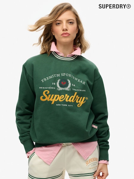 Superdry Green Country Club Loose Crew Sweat Tops (AY3662) | €63