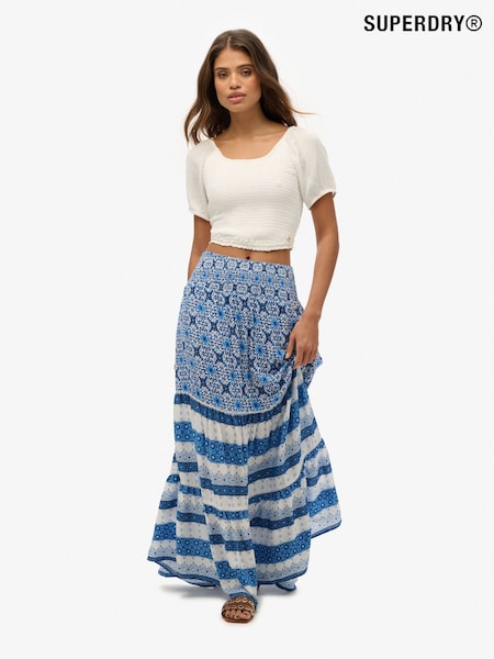 Superdry Blue Printed Maxi Skirt (AY3683) | kr1 164